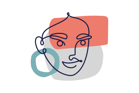 Abstract Contour Female Face. Contempora