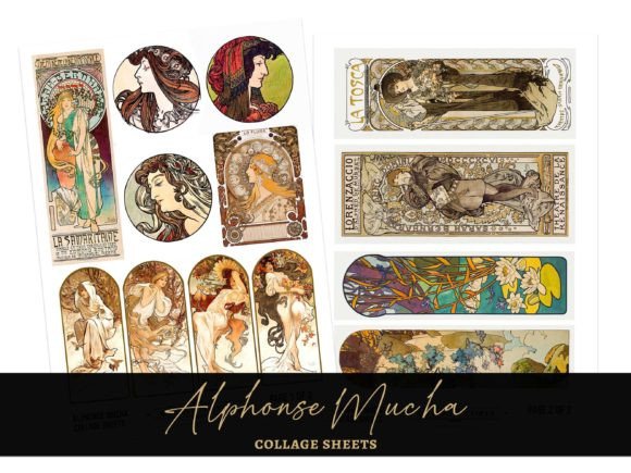 Alphonse Mucha Art Nouveau Collage Sheet: A Timeless Resource for Creative Projects