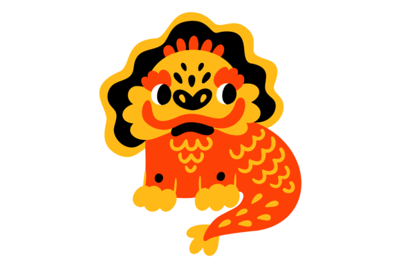 Chinese Lion. Asian Decorative Fortune Animal