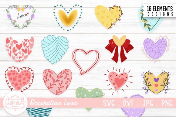 Decorative Heart Clipart Sticker Bundle: A Versatile Digital Resource for Creative Projects