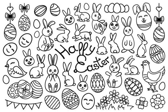 Easter Line Art Decorations Set: A Versatile Collection for Creative Projects