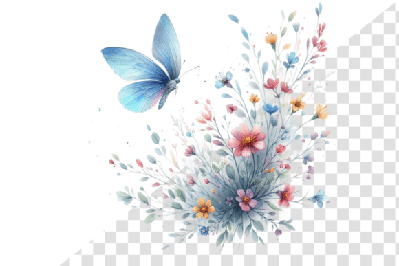 Fluttering Butterfly Watercolor Clipart