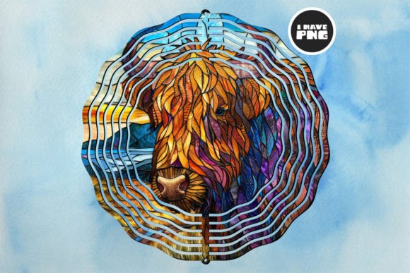 Highland Cow Wind Spinner Sublimation 04: A Unique Artistic Fusion