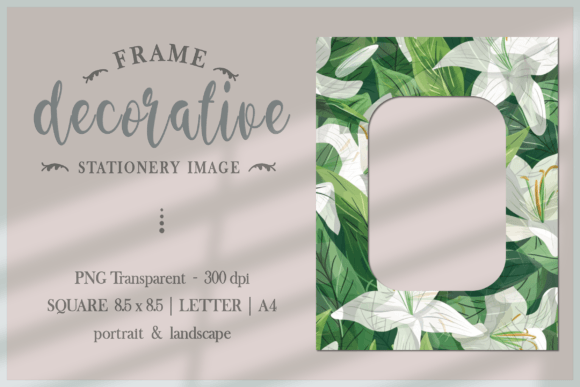 Lily Flowers - STATIONERY FRAME PNG: A Versatile Design Tool for Creative Professionals