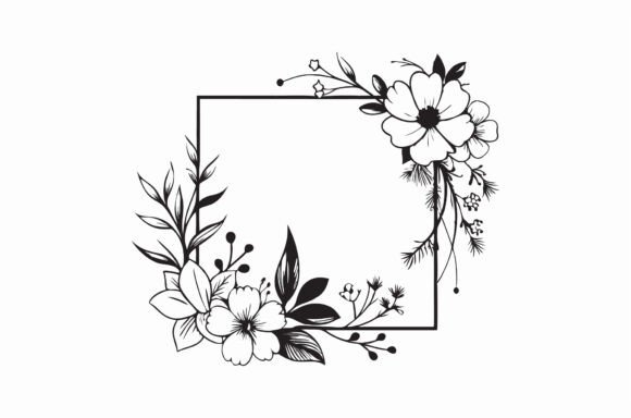 Minimalist Black and White Floral Frame