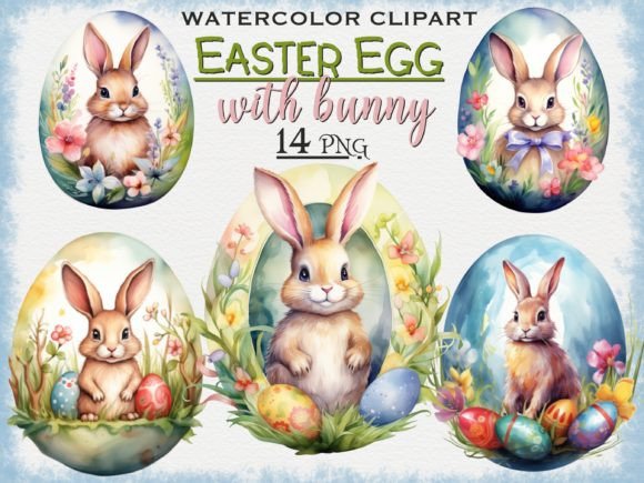 Painted Easter Bunny Egg PNG Bundle
