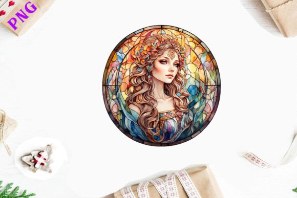 Stained Glass Fantasy Goddess Clipart: A Creative Resource for Modern Designers