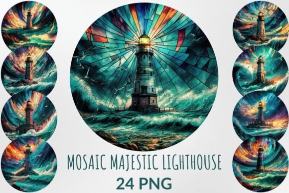 Stained Glass Majestic Lighthouse: A Timeless Design for Creative Projects