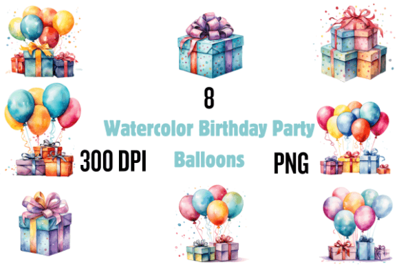 Watercolor Birthday Gift Party Balloons: A Vibrant Celebration in Digital Form
