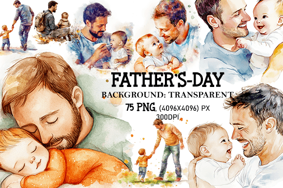 Watercolor Father’s Day Sublimation Clipart Bundle: A Creative Celebration for Dad