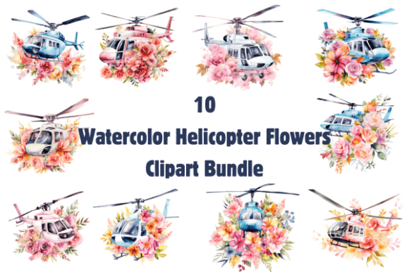 Watercolor Helicopter Flowers Clipart: A Creative Flight of Floral Art