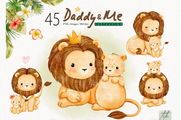 Watercolor Lion Father PNG: A Creative Resource for Every Occasion
