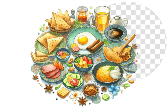 Watercolor Traditional Breakfast Delight