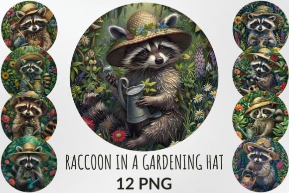 Whimsical Creativity: Raccoon in a Gardening Hat Sublimation for Modern Designers